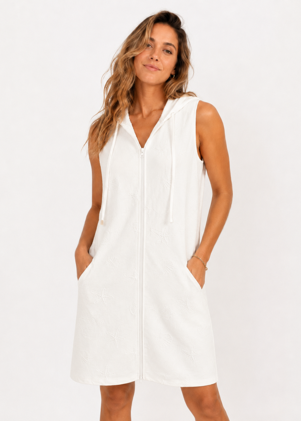 Abby Embossed Shell Hooded Cover Up