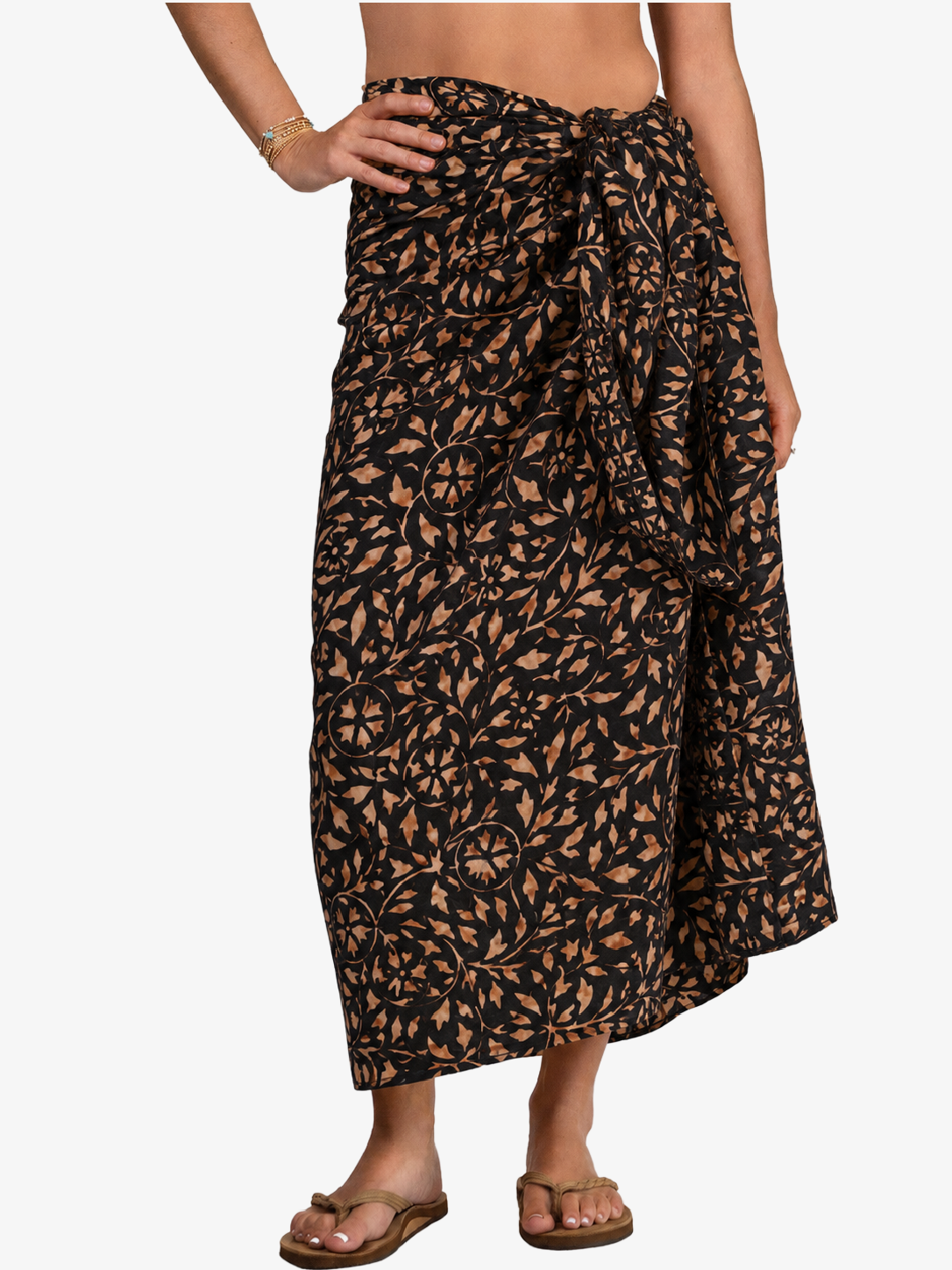 Batik Black and Brown Leaf Cover-Up Sarong