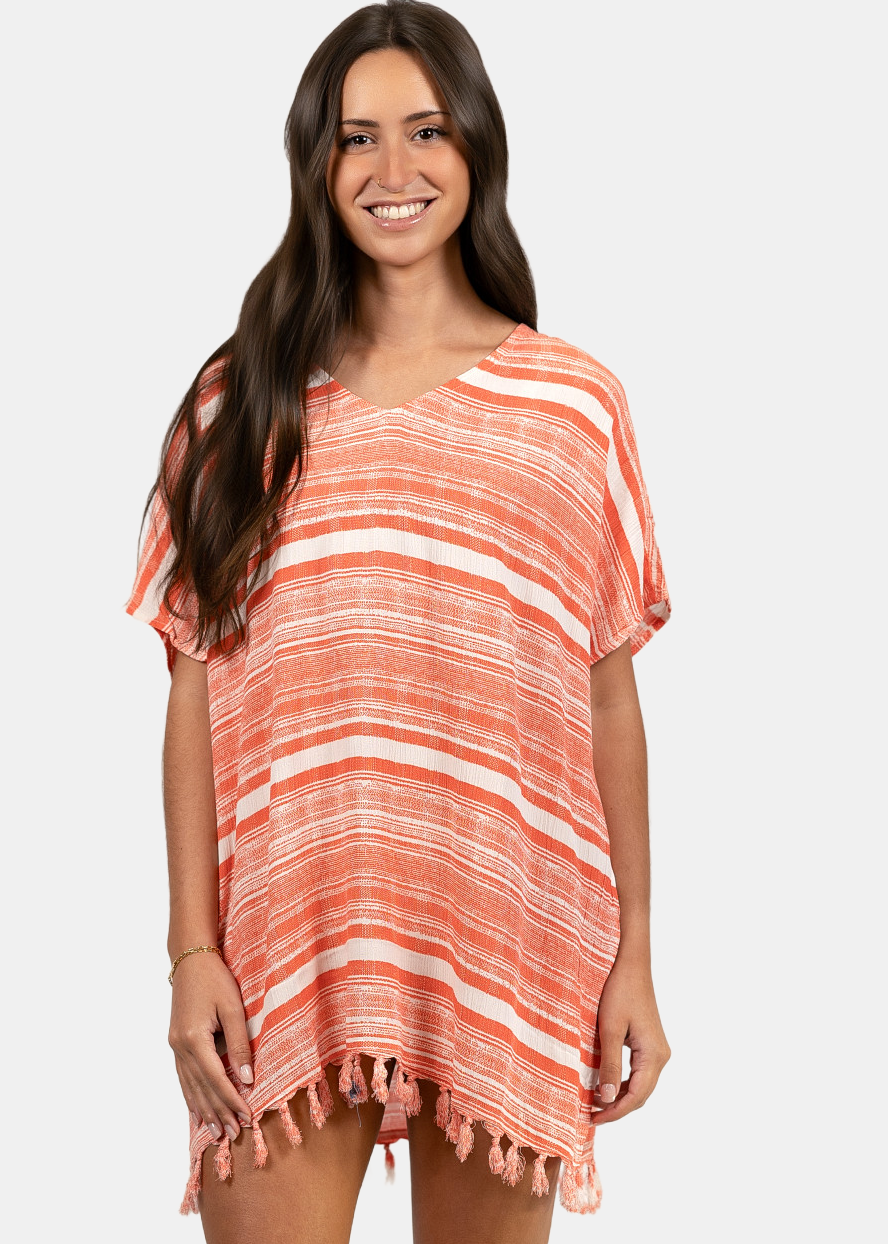 Carol Cover Up in Coral Stripe