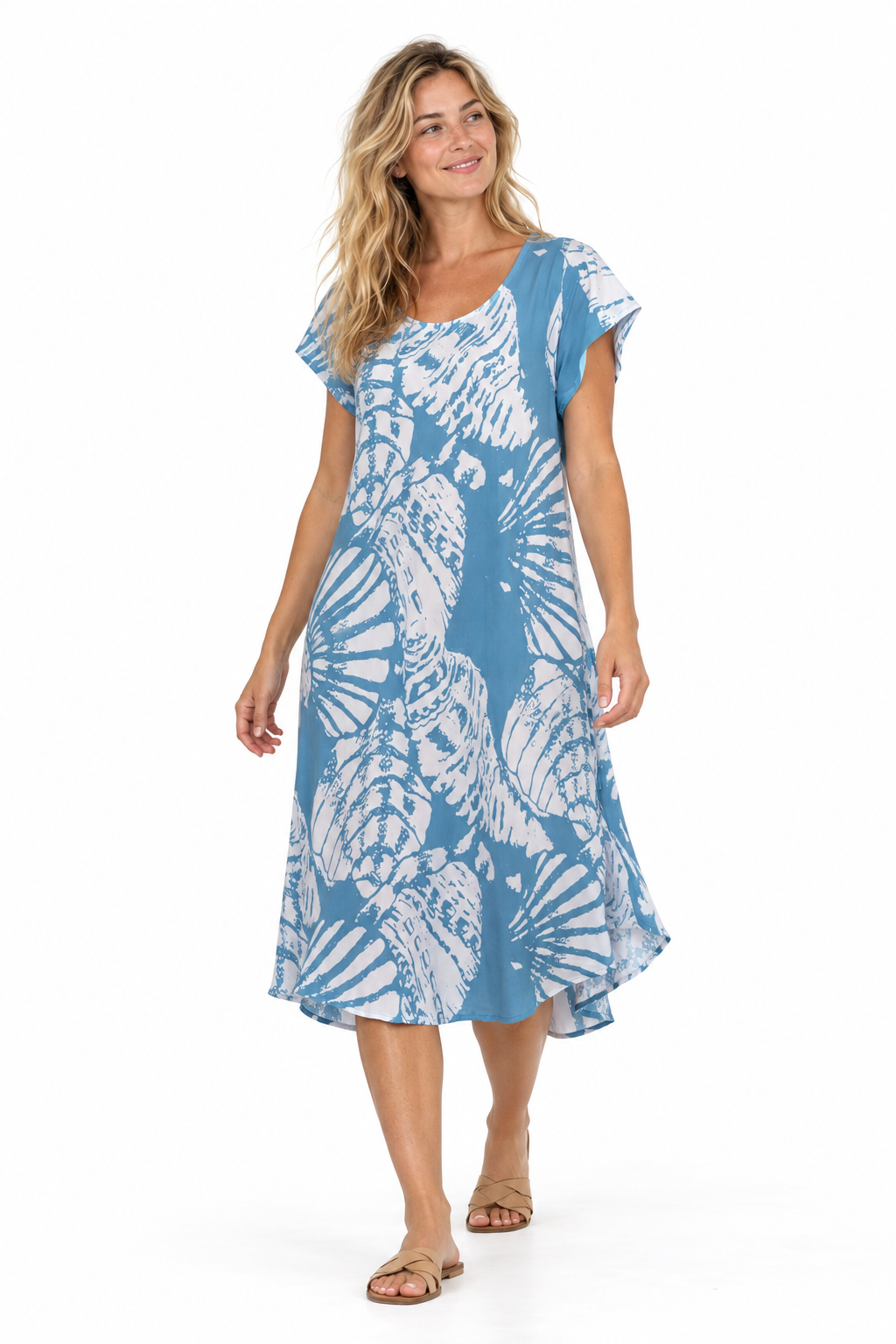 Sherry Midi Dress in Indigo Shell