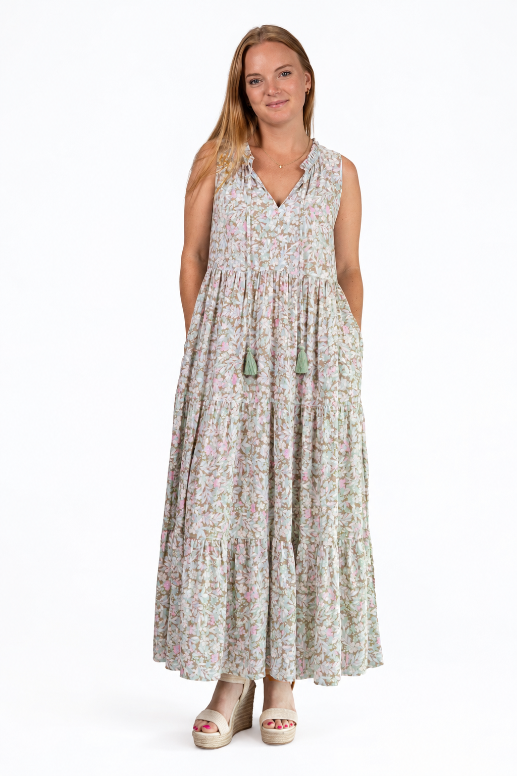 Hazel Kaftan Midi in Sage Floral