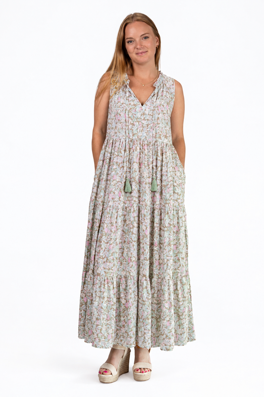 Hazel Kaftan Midi in Sage Floral