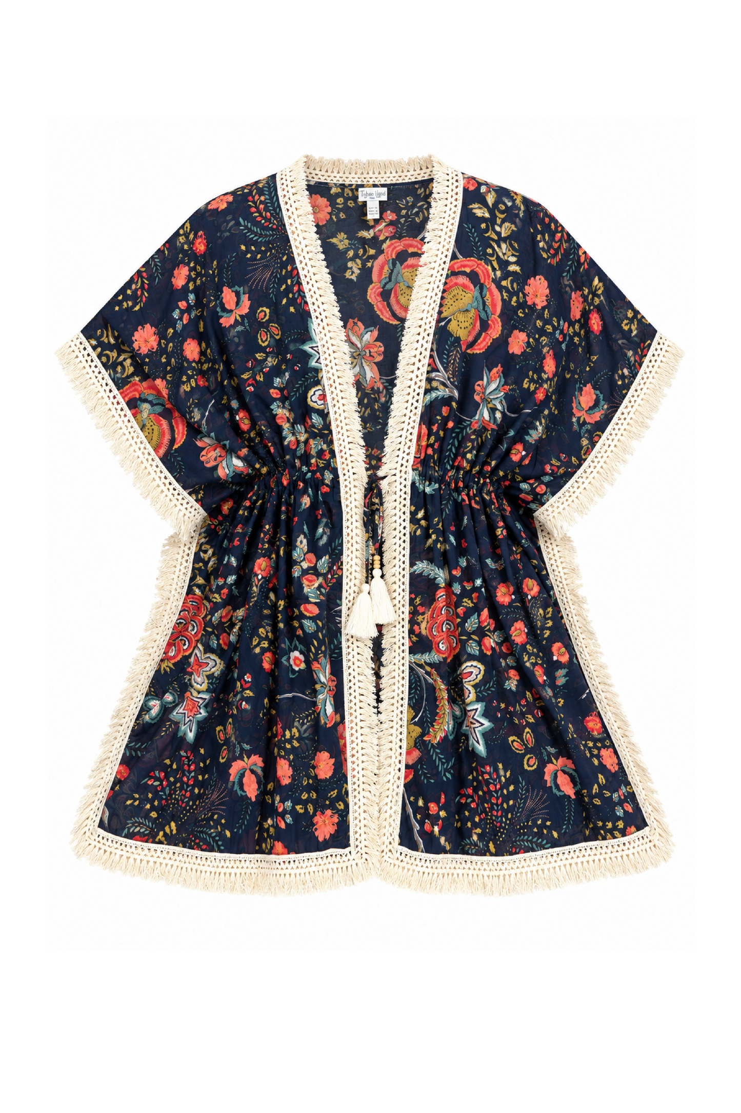 Aurora Fringe Wrap in Navy