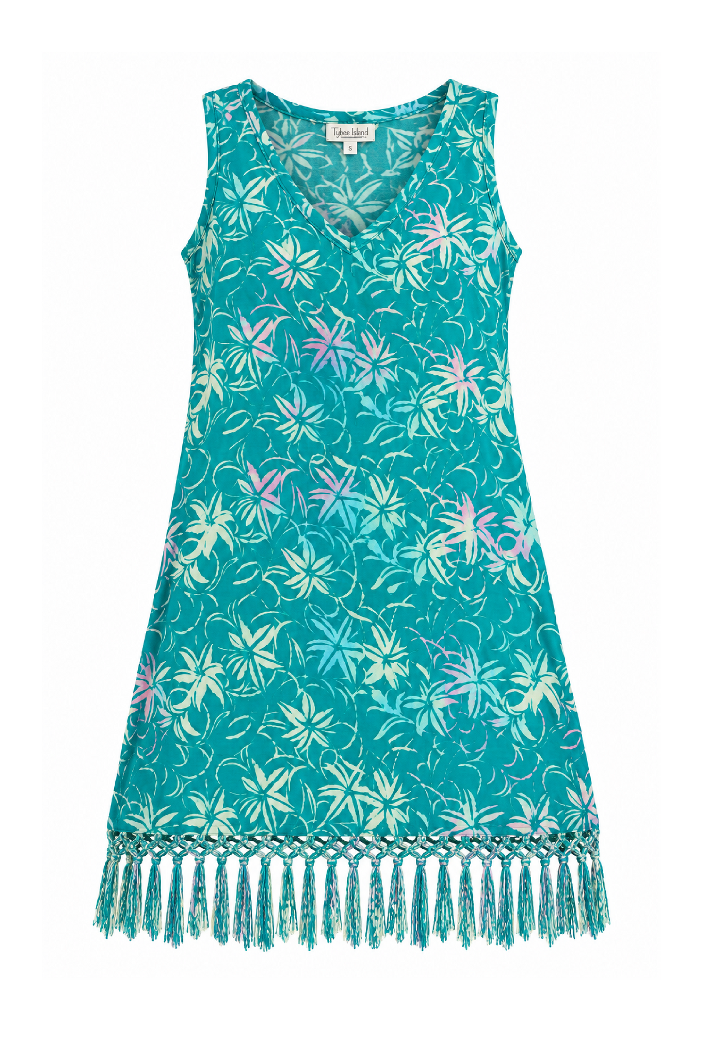 Riley Fringed Dress in Batik Green