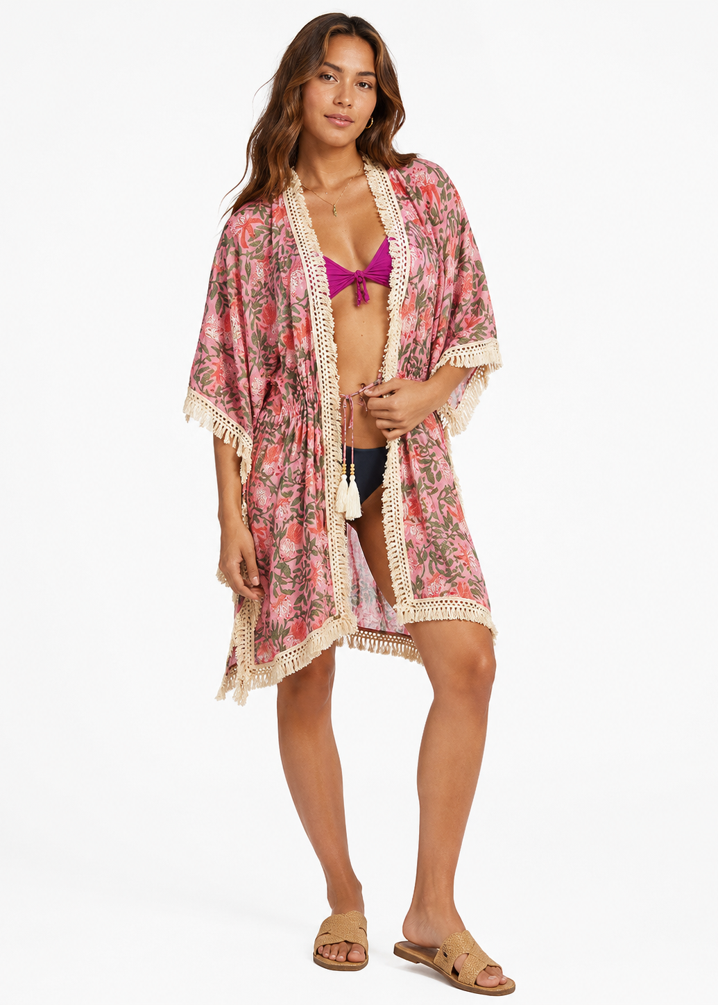 Aurora Fringe Wrap in Pink