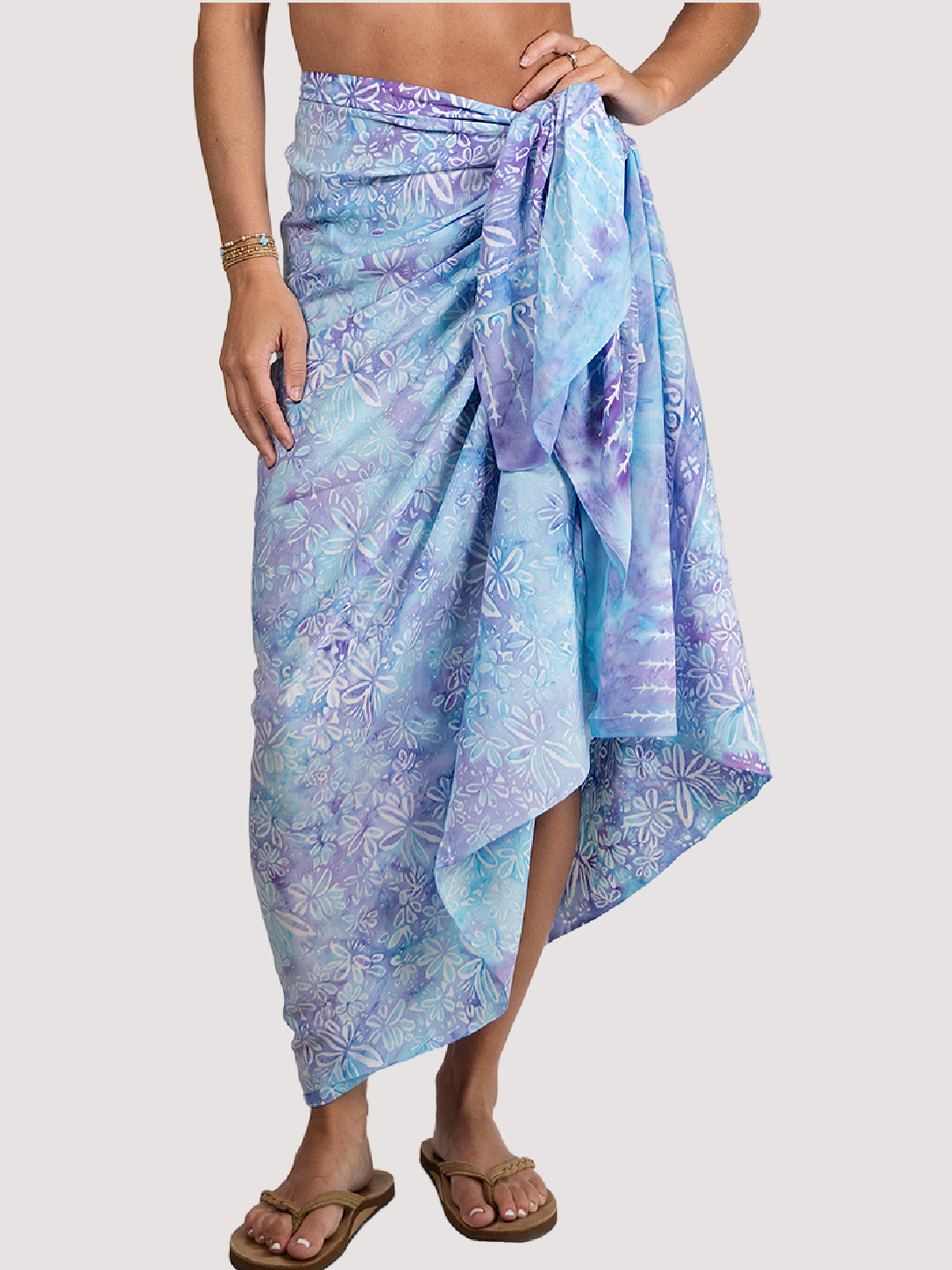 Batik Blue & Purple Flower Cover-Up Sarong