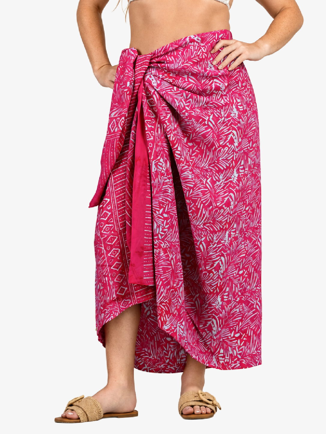 Batik Pink & Aqua Palm Cover-Up Sarong