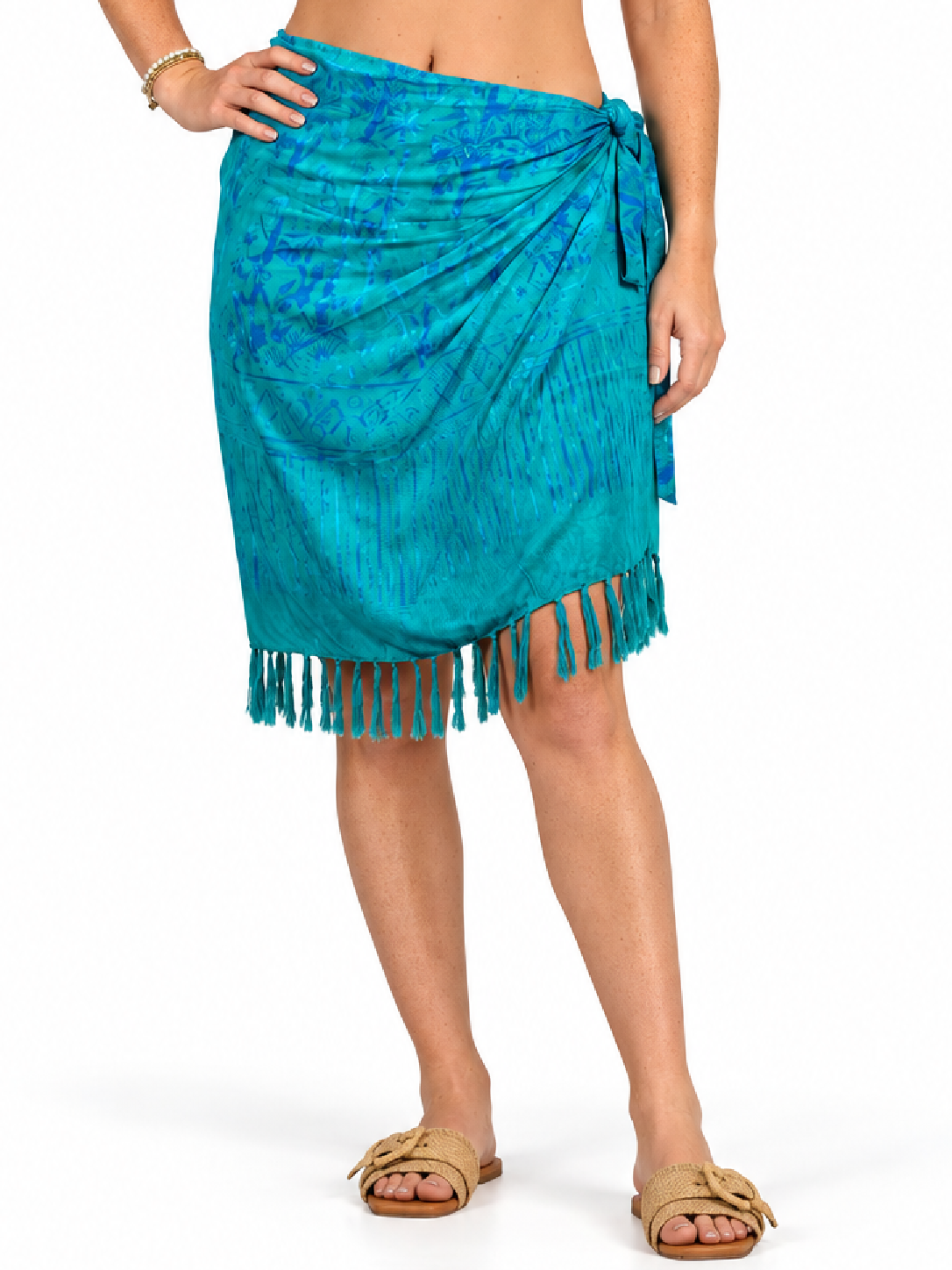 Batik Turquoise Mini Sarong with Tie