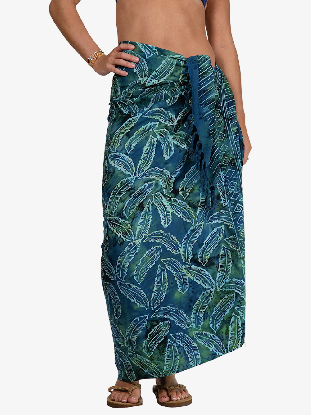 Batik Green Leaf Cover-Up Sarong