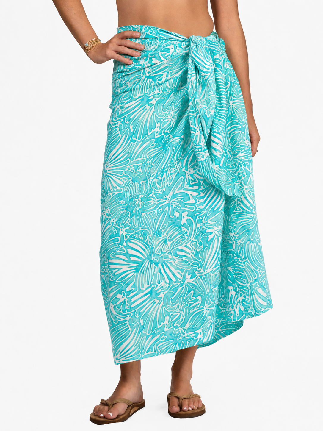 Batik Aqua Palm Cover-Up Sarong