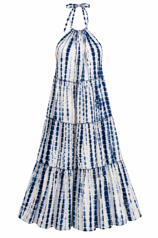 Stevie Backless White Halter Maxi Dress