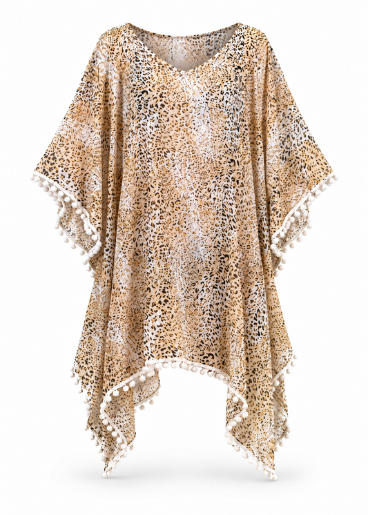 Charli Pom Pom Fringe Cover-Up In Leopard