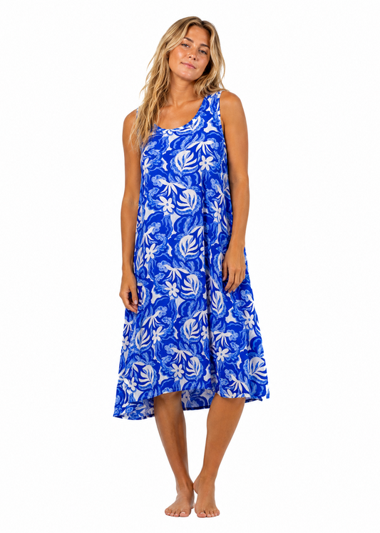Megan Dress in Blue Flowers