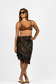 Mini Sarong with Tie in Brown Leaves