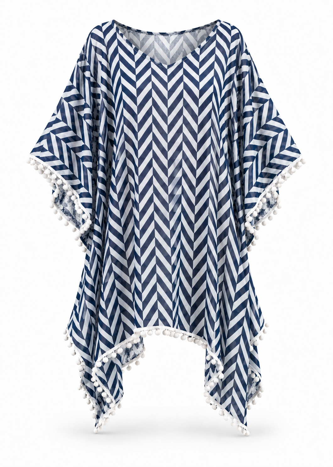 Charli Pom Pom Fringe Cover-Up in Navy