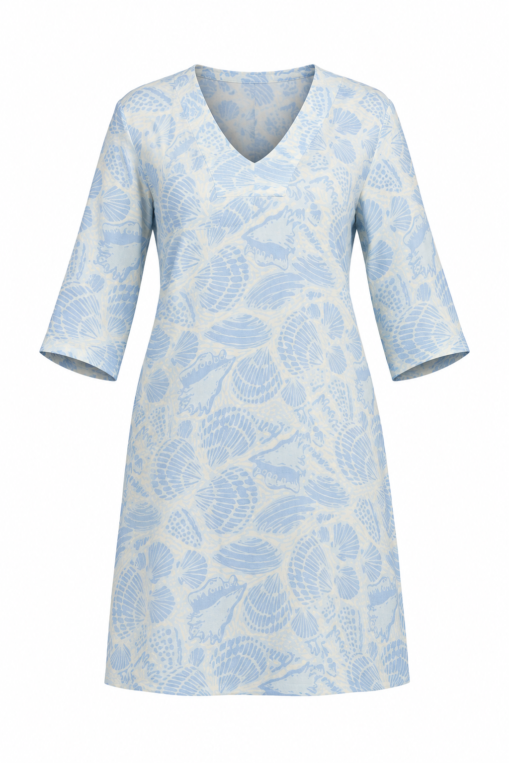 Judy Classic 3/4 Sleeve Cover Up Dress in Lt. Blue Shell