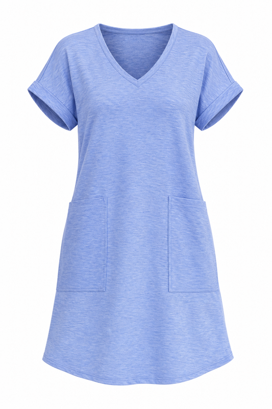 Savannah Terry Dress In Heather Blue