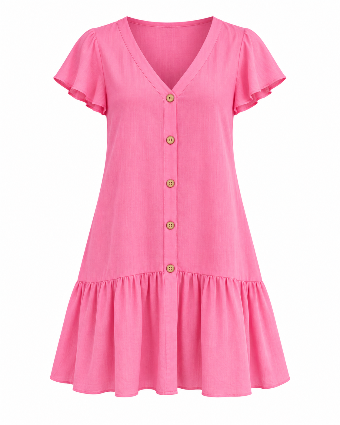 Lexi Cotton/Linen Blend Mini Dress in Vibrant Pink