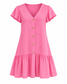 Lexi Cotton/Linen Blend Mini Dress in Vibrant Pink
