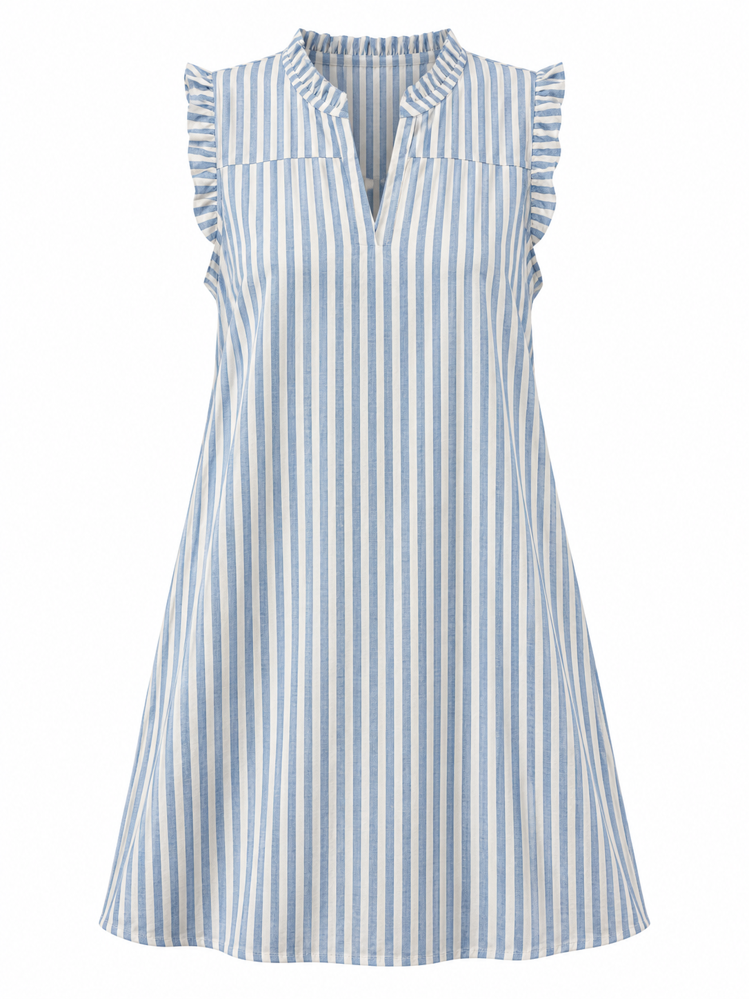 Stella Classic Blue Striped Dress with Ruffles