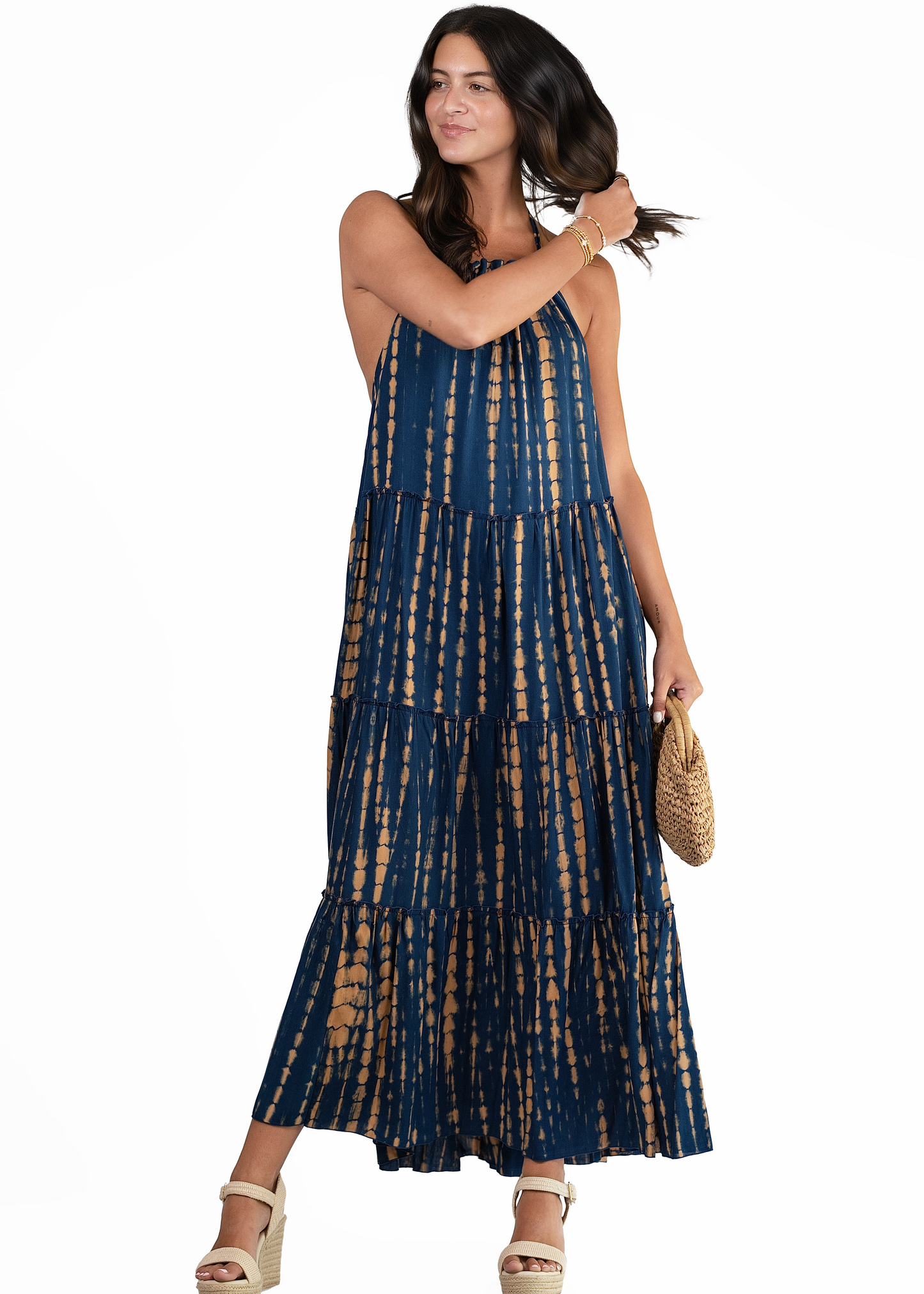 Stevie Navy Halter Maxi Dress