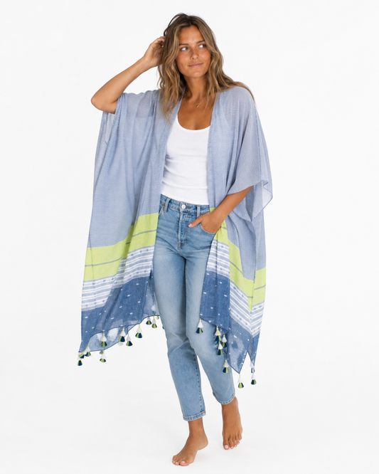 Tassel Wrap in Chartreuse Stripe