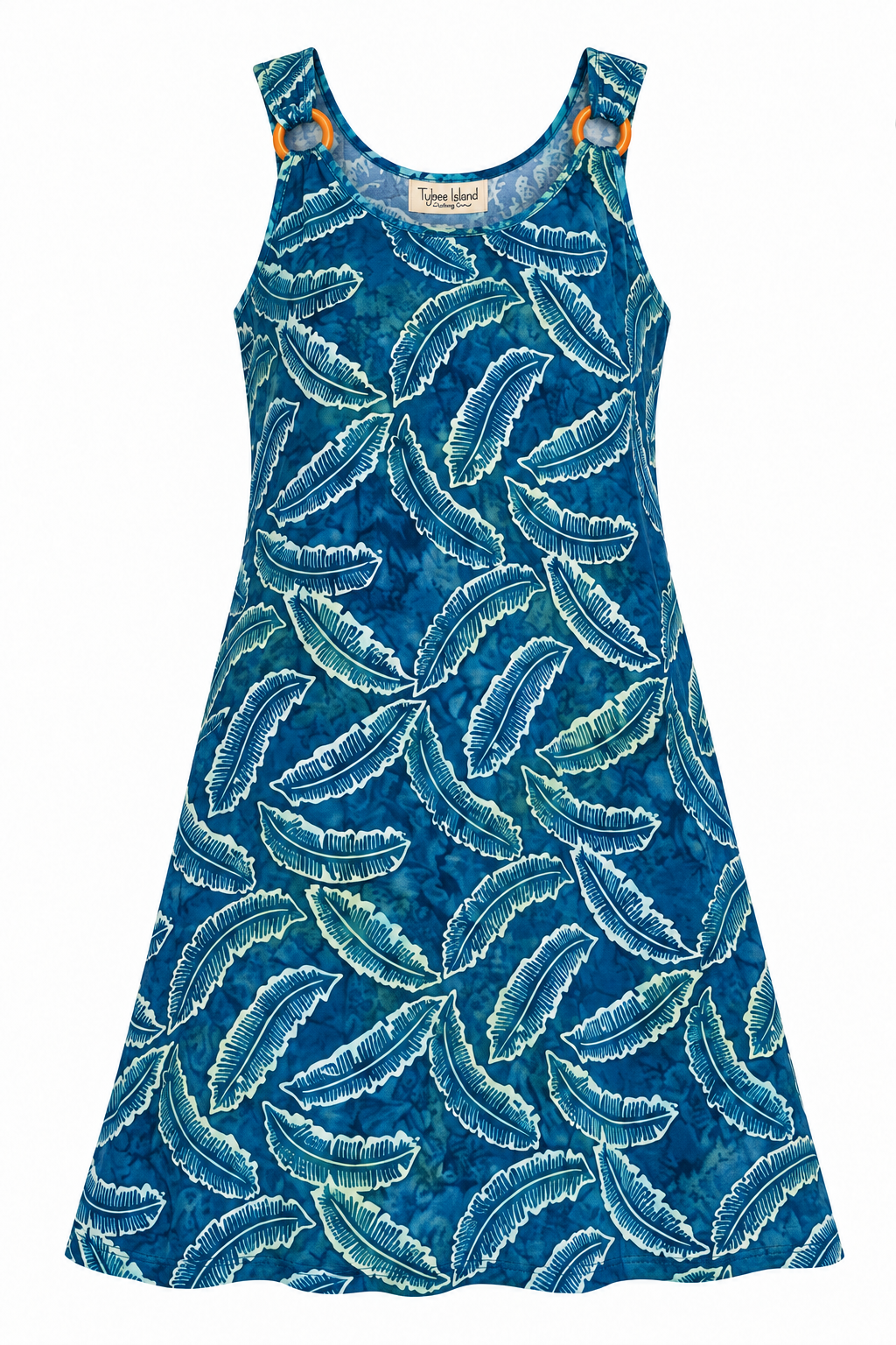 Annie Batik Dress in Green Tropical Leaves