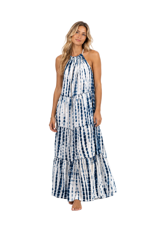 Stevie Backless White Halter Maxi Dress