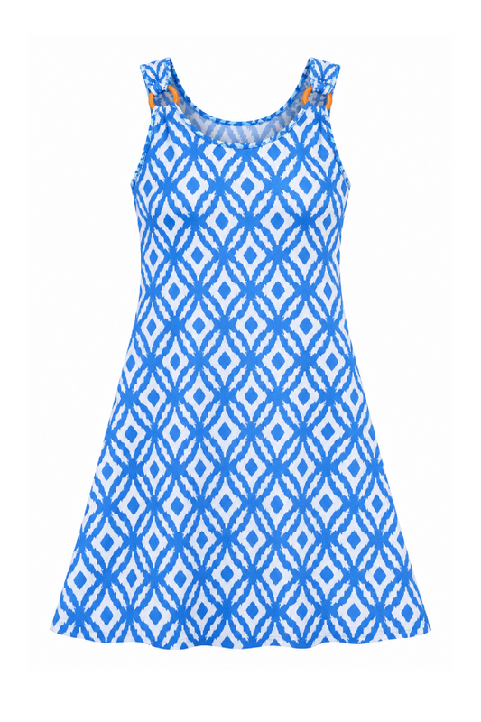 Annie Dress in Blue Ikat