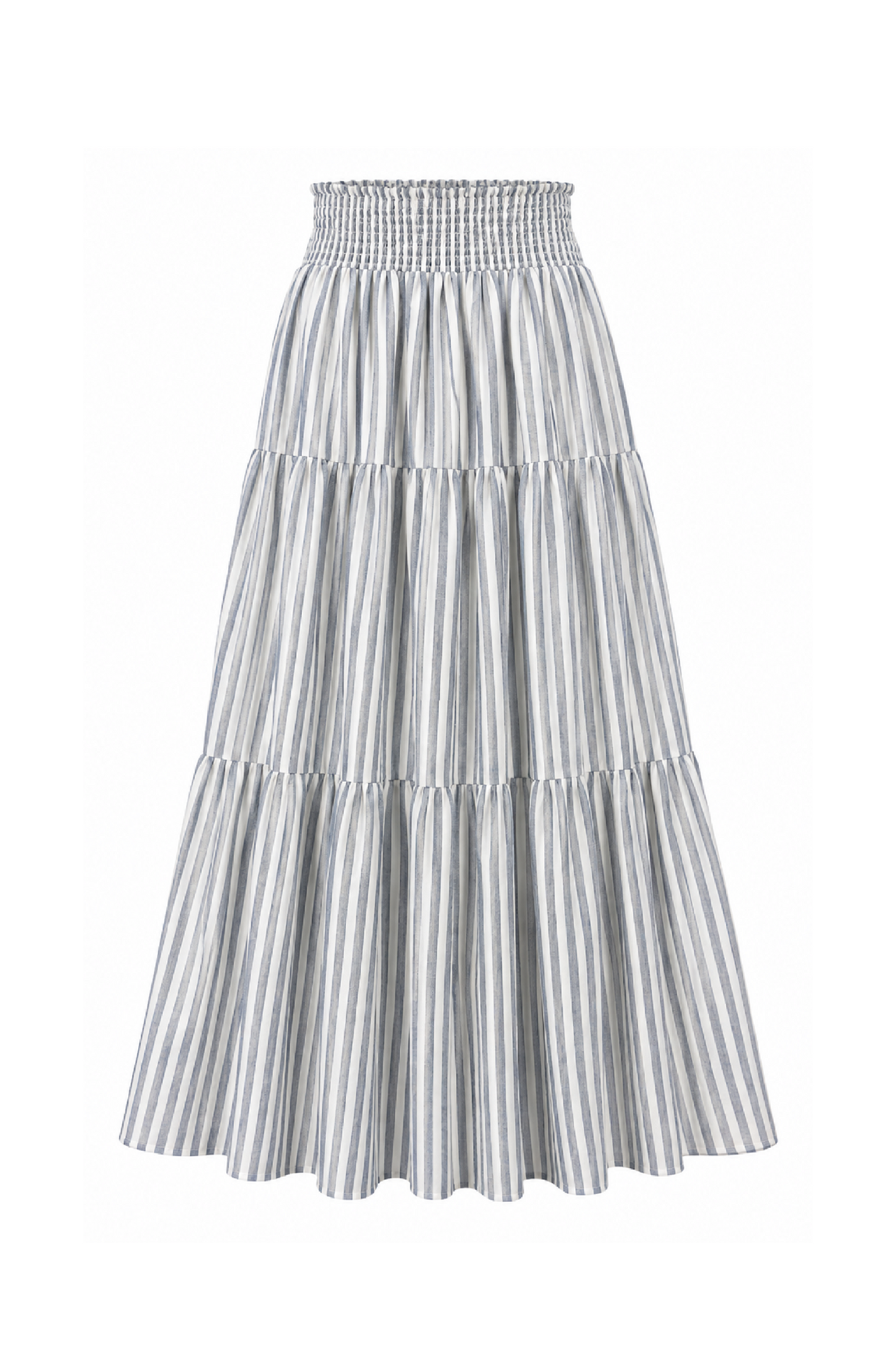 Waverly Maxi Skirt with Pockets in Chambray Stripe