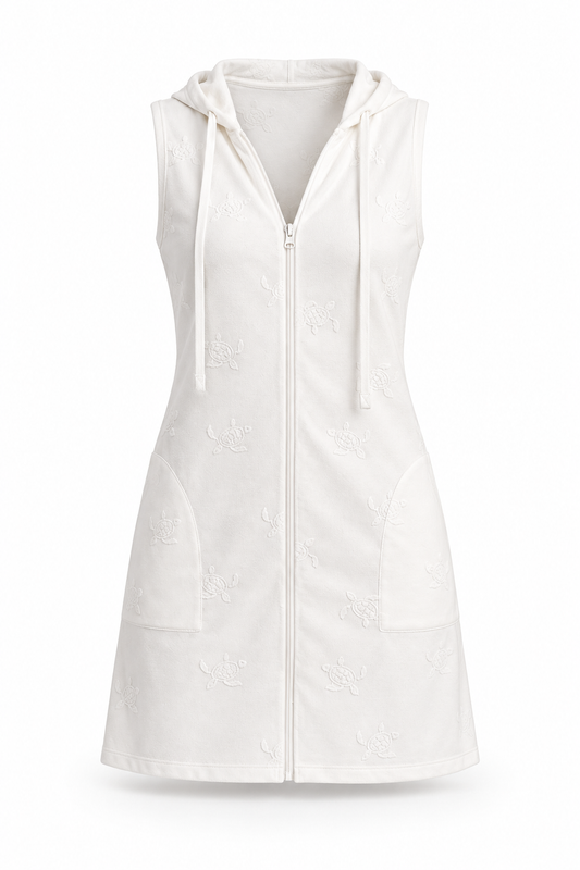 Abby Embossed Sea Turtle Hooded Cover Up