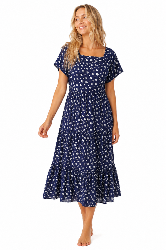 Dorothy Midi Dress in Ditzy Navy